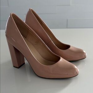 7.5 Pink Women's Patent Leather Block Heels